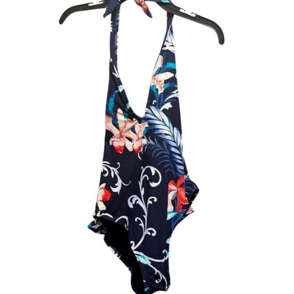 CARMEN MARC VALVO Women's Floral-Print V-Neck Halter One-Piece Swimsuit swim 14 - Picture 9 of 11